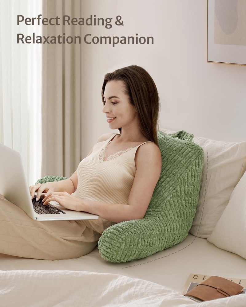 Reading Pillow, Backrest Pillow with Shredded Memory Foam