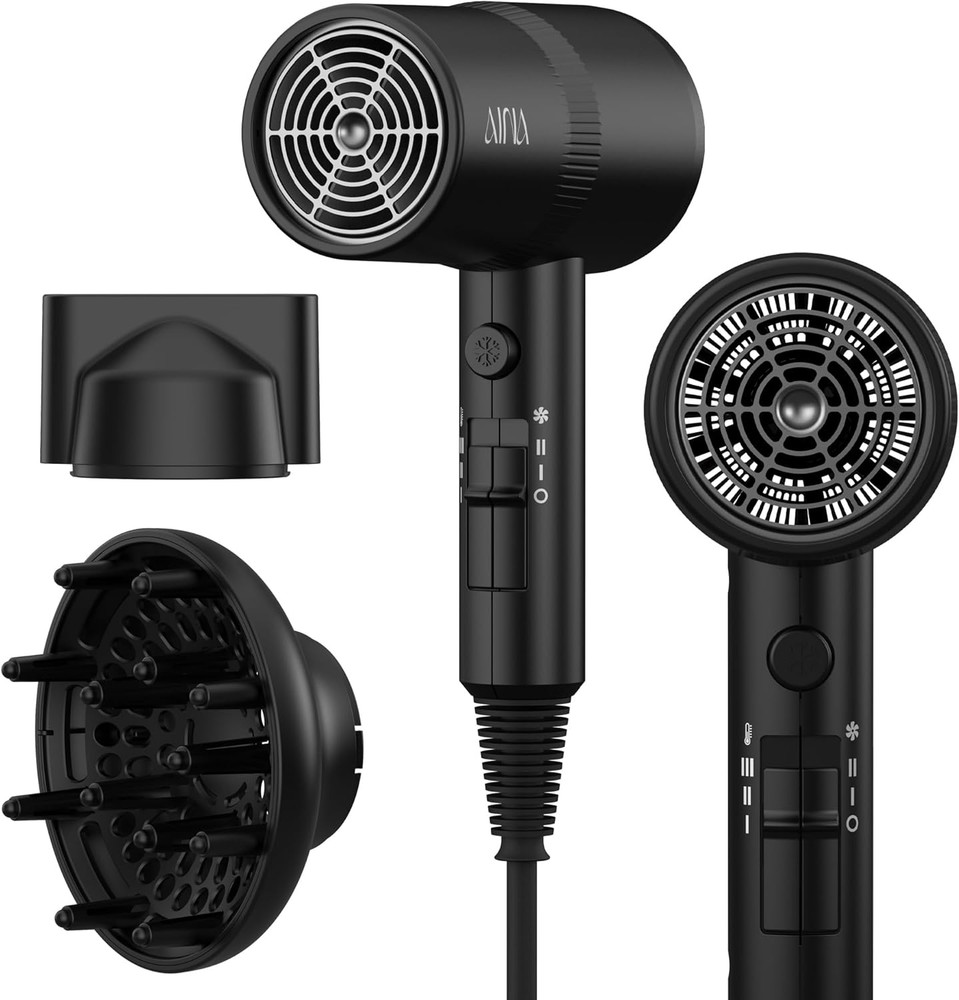 AINA Hair Dryer with Diffuser, Blow Dryer for Women | Advanced Ionic Technology,