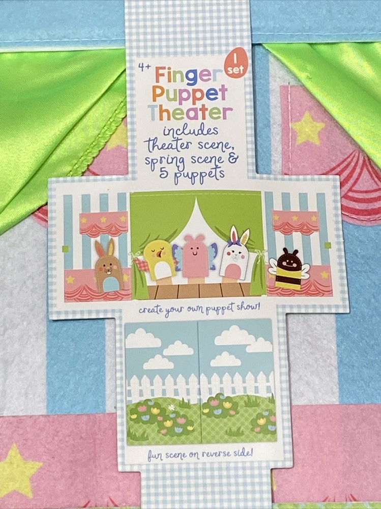 Finger Puppet Theater Spring Easter Scene 5 Finger Puppets Bunny Chick Bee Bug