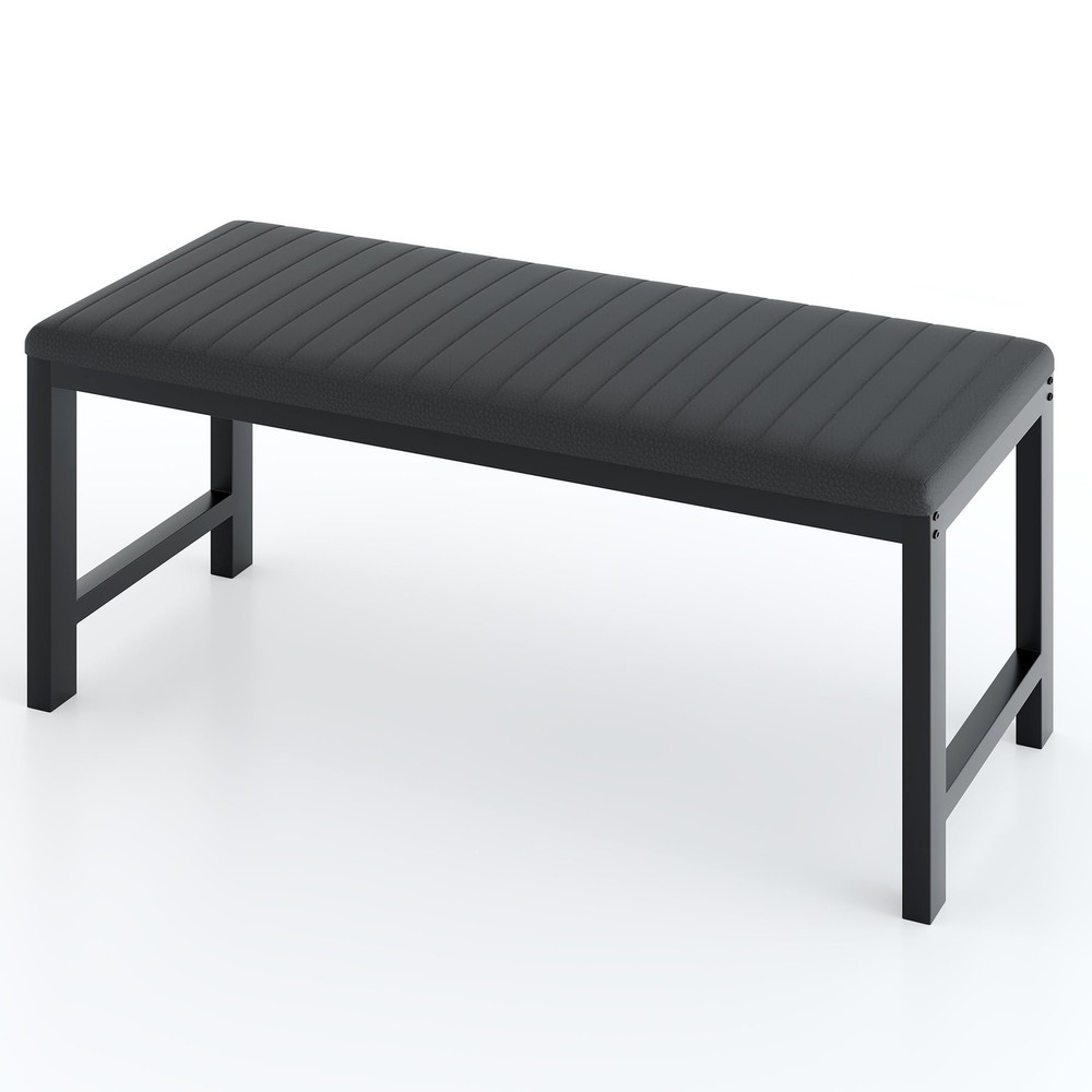 Modern 3-Piece Rectangular Dining Table 2 Upholstered Padded Dining Benches