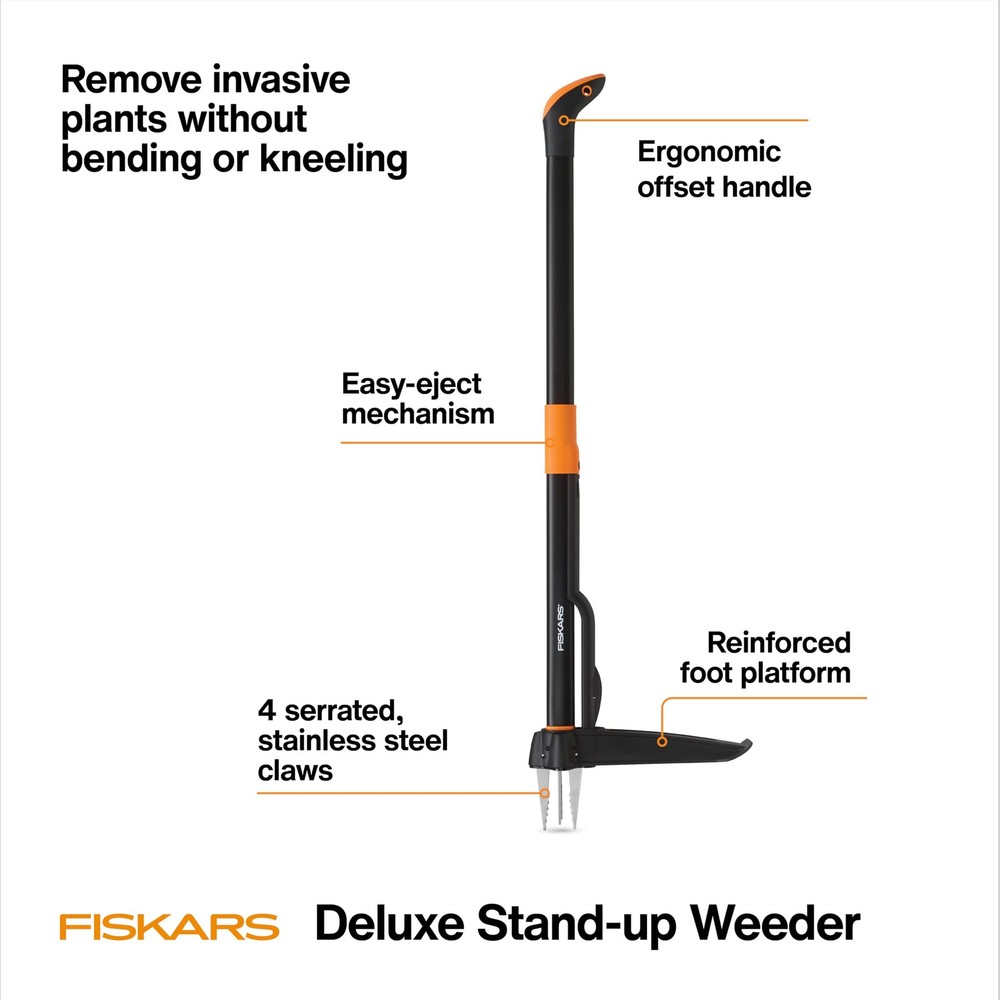 Stand Up Weed Puller Tool 4 Serrated Steel Claws Easy Eject Handle 39in