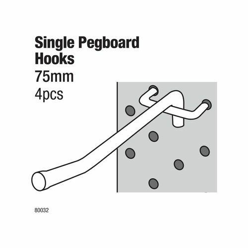 Everhang 5 x 75mm Pegboard Single Hooks - 4 Pack