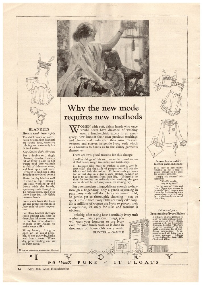 1924 Ivory Soap Vintage Print Ad Why The New Mode Requires New Methods