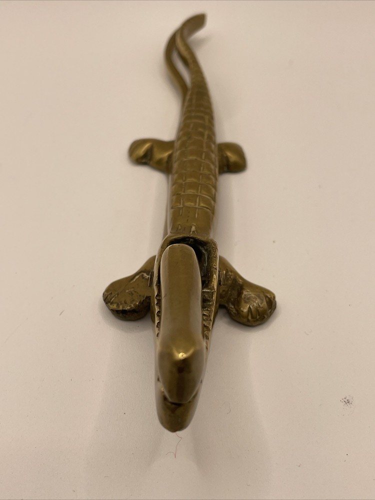 Solid Brass Alligator Crocodile Nutcracker Vintage