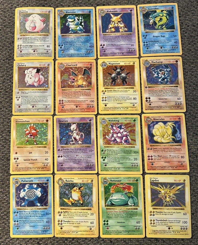 Base Set Complete All Shadowless Holos Pokemon Collection!