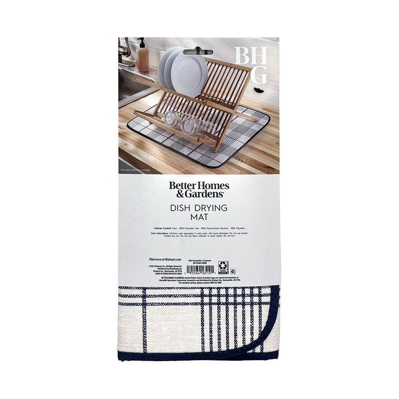 Dish Dry Mat Weston Plaid Absorbent Microfiber Reversible Non-Slip Kitchen Mat