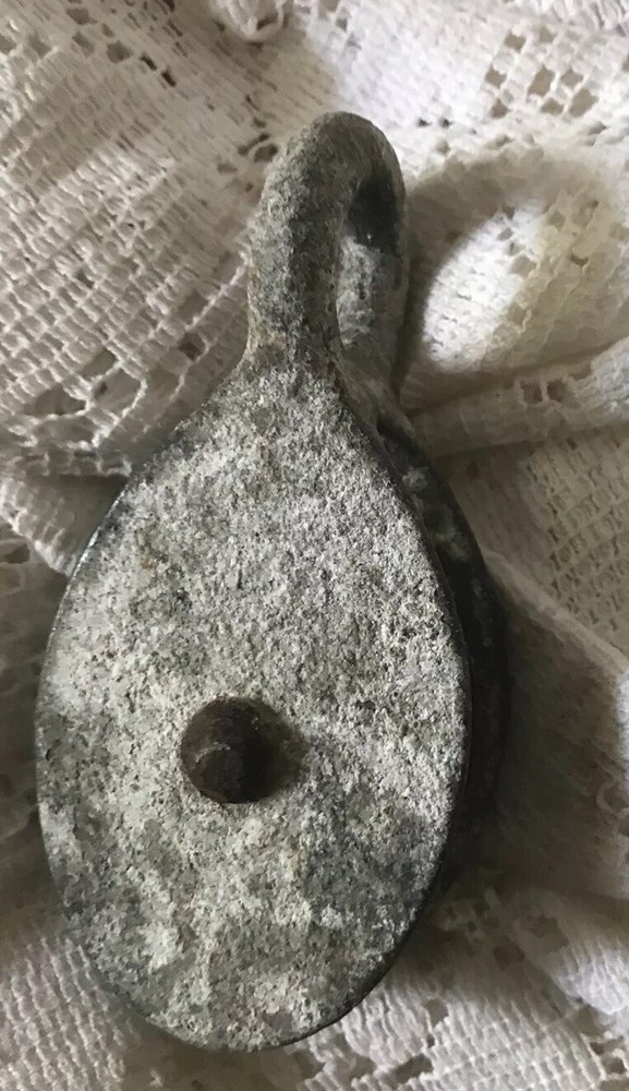 vintage metal pulley Fixed Eye  4”