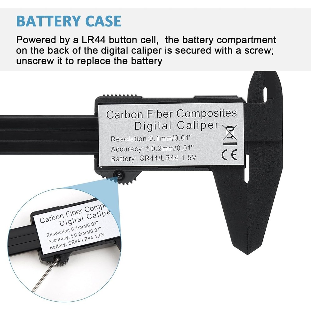 Lightweight 6-Inch Digital Caliper, Inch/mm Conversion, Smart Zero Functionality