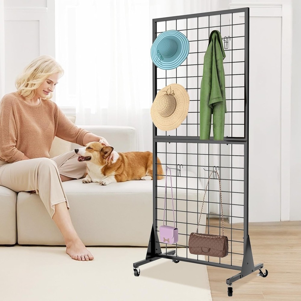 Display Grid Rack 2 Pcs 5.5 ft Panel Detachable Stand Craft Art Gridwall Tower