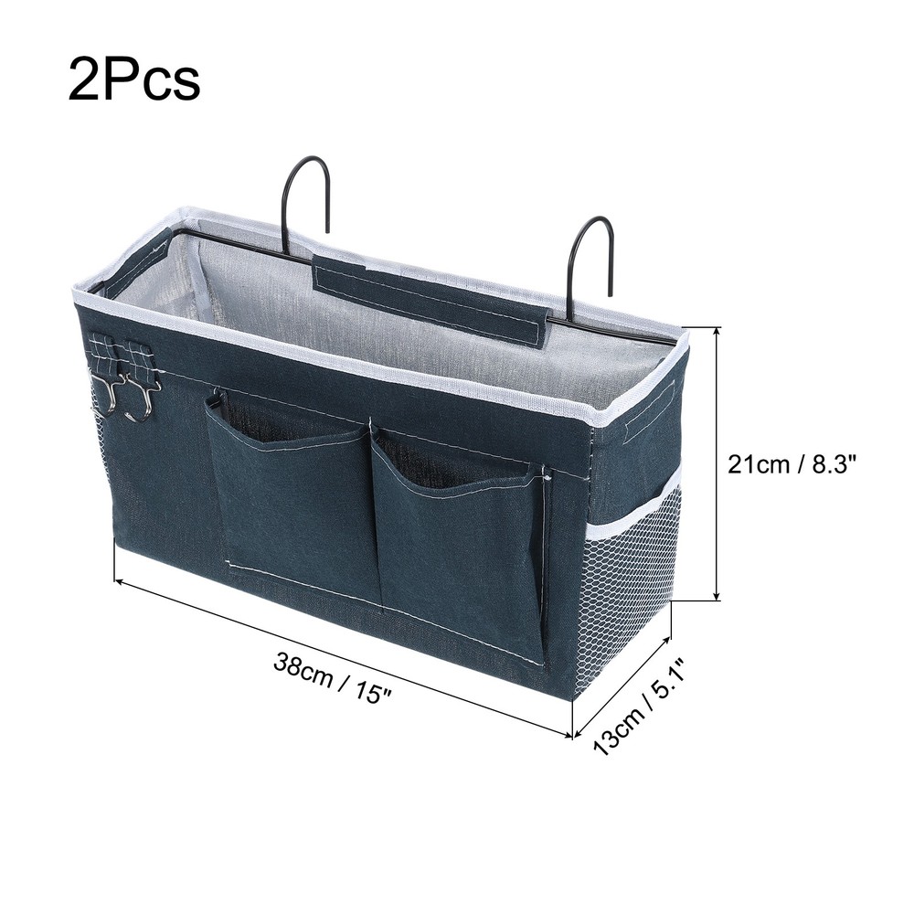 2 x Bedside Caddy Bed Caddy Bunk Bed Caddy Bedside Organizer with Hooks Blue
