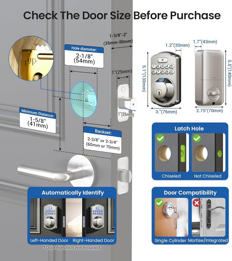 Durable KS02A Keyless Entry Door Lock - 20 User Codes & Auto-Lock Feature