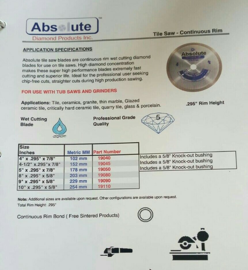 10" Continuous Rim Tile Saw Blade #19910