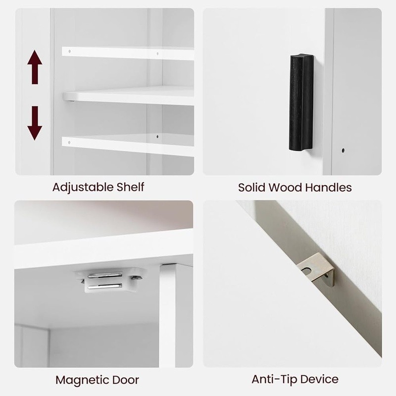Buffet Cabinet Storage Organizer Adjustable Shelves Multi-Functional Sideboard