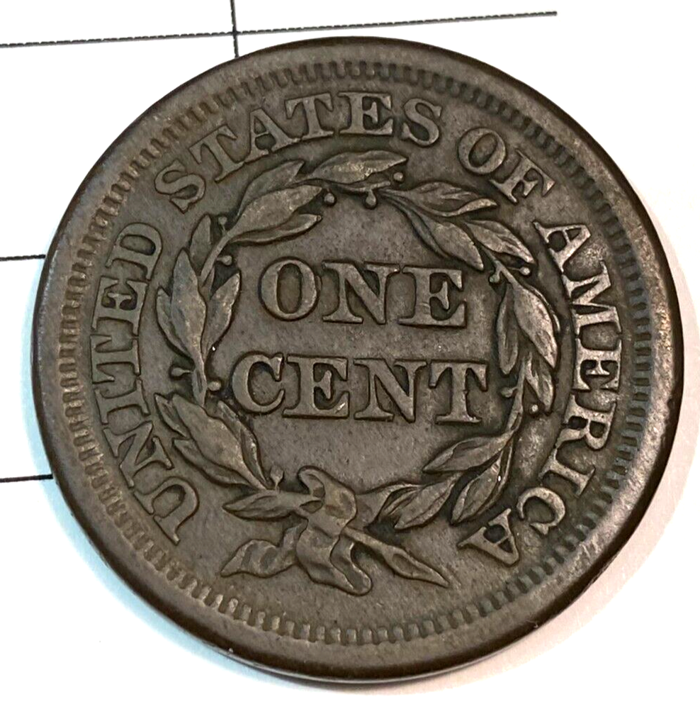 1853/3 Large Cent Nice Original AU CHRC