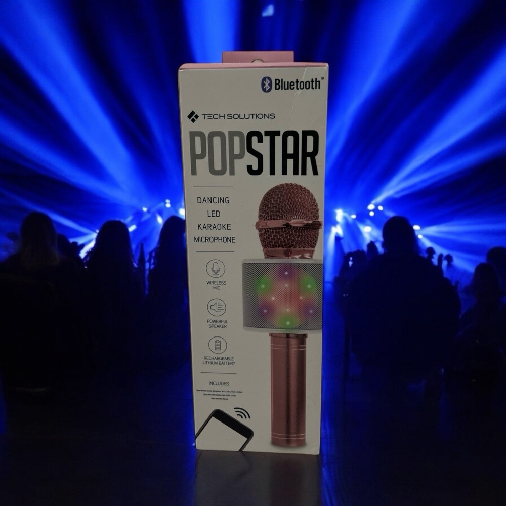 Karaoke Studio Bluetooth Microphone Pink Tech Solutions Dancing LED Speaker