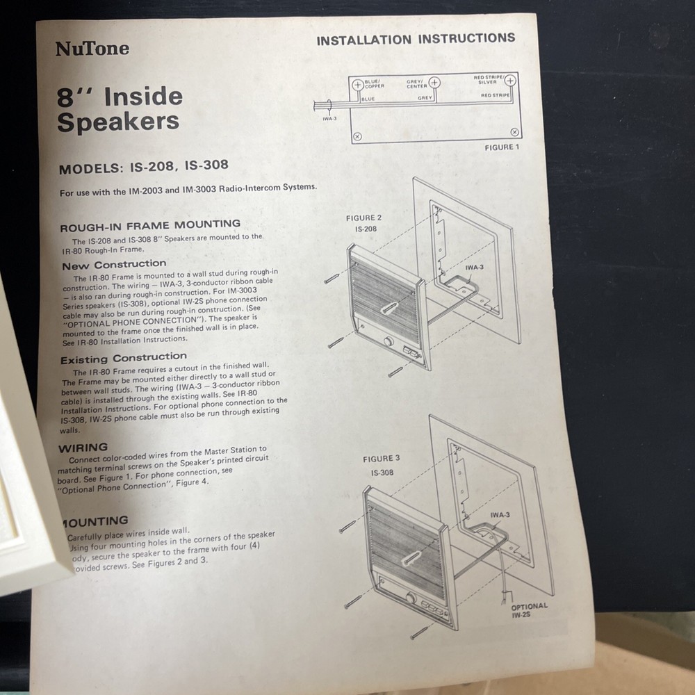 NuTone IS-308L Adobe White 8" Indoor Surface Mounted Intercom Speaker 3003 Sys