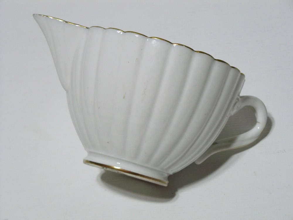 Ceramic Creamer, White With Gold Gilding Features