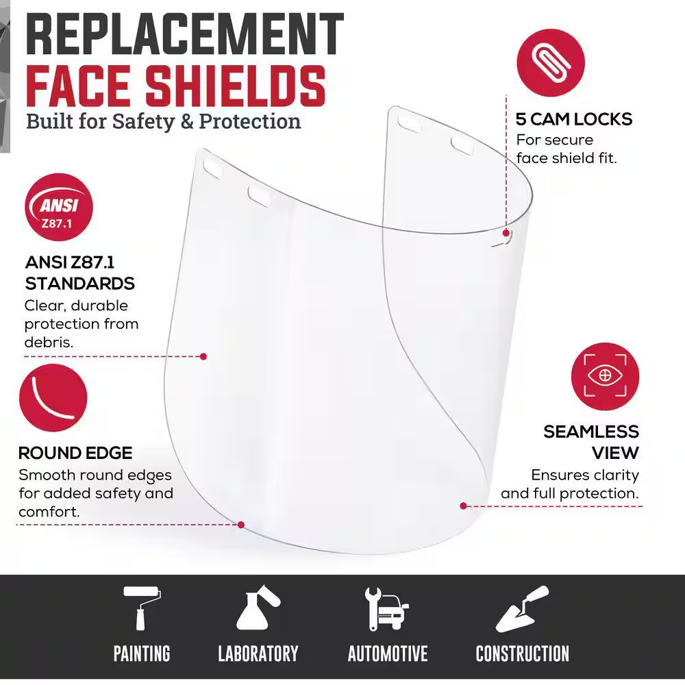 15-Pack Replacement Clear Face Shields