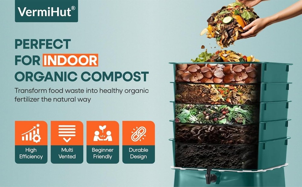 Plus 5 Tray Worm Composter Dark Green