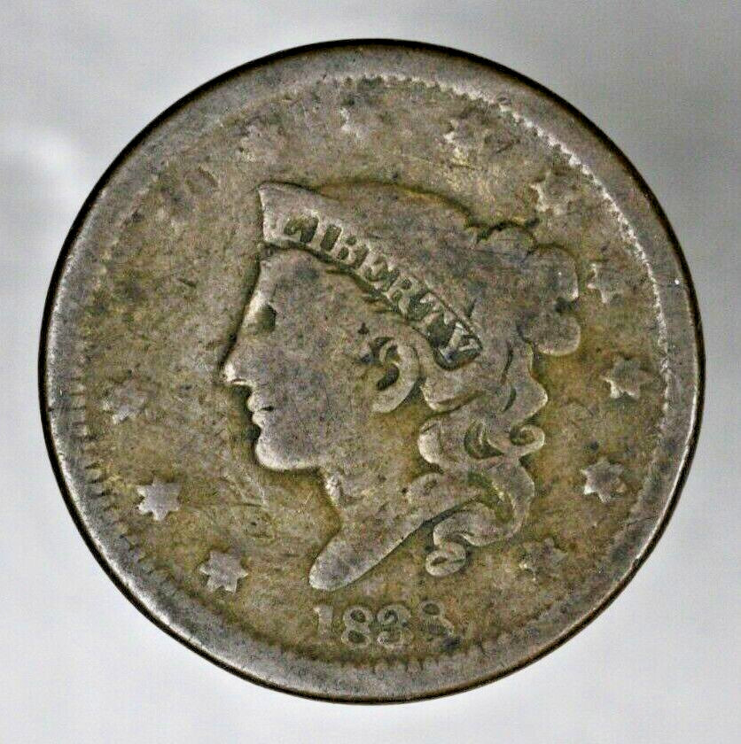US 1838 Coronet Head Large Cent   A3140