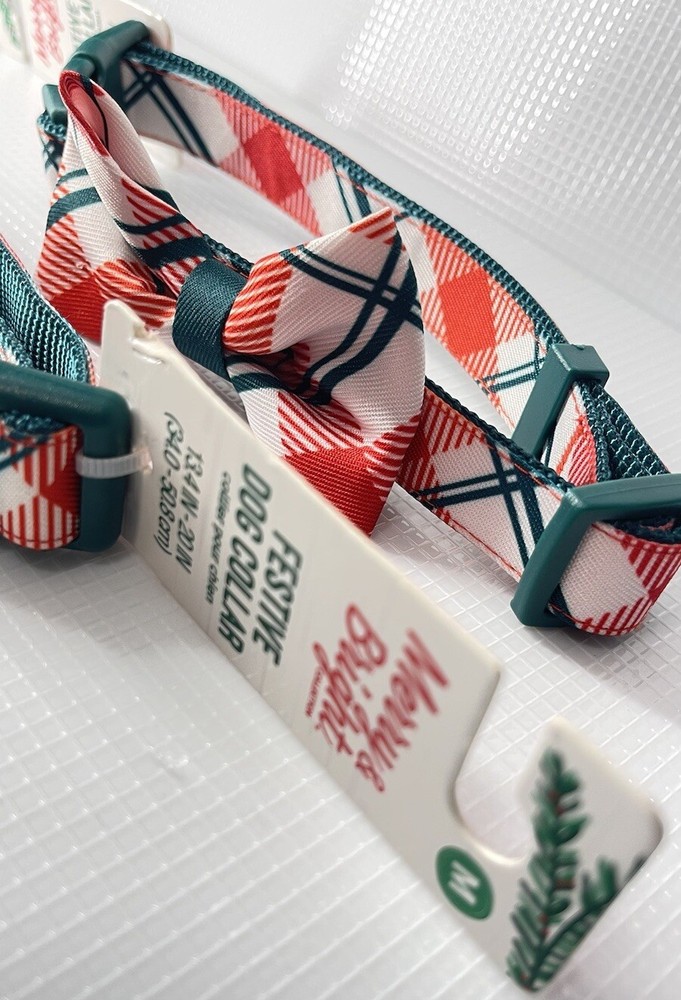 Merry & Bright MB Green Red Plaid Dog Collar (Medium)