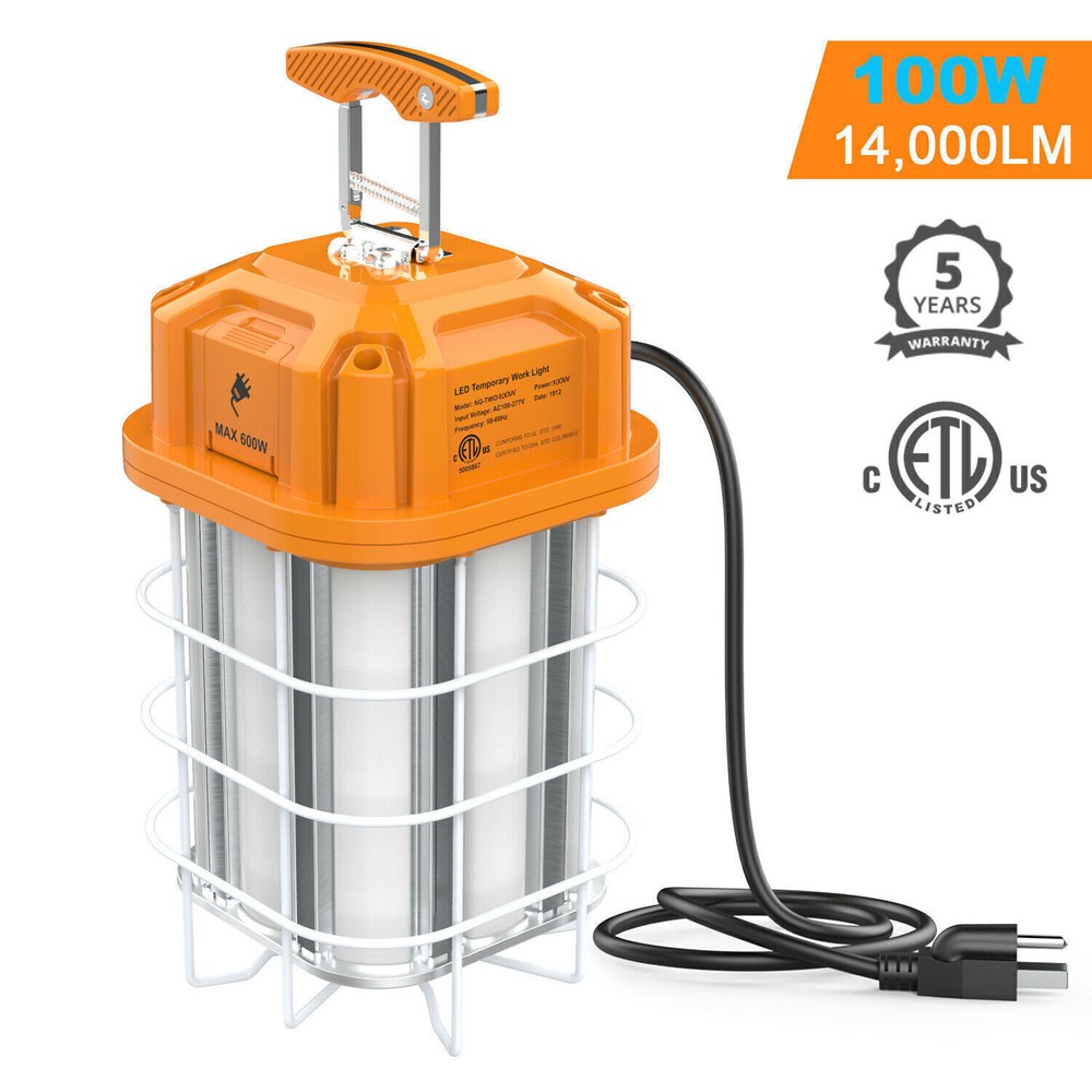 2Pack LED Temporary Work Light 100W Linkable Construction Building Highbay Light