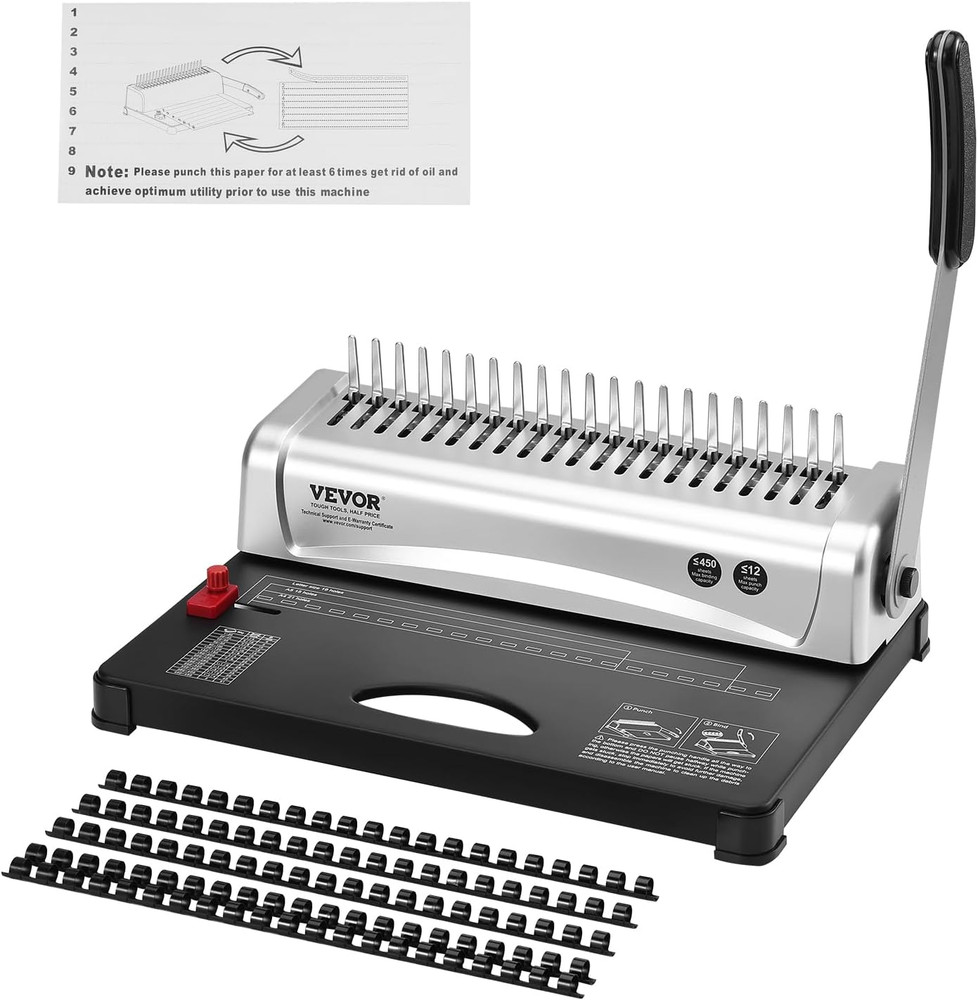 Binding Machine, Comb Binding Machine 21-Holes Binding 450 Sheets, Book Binder M