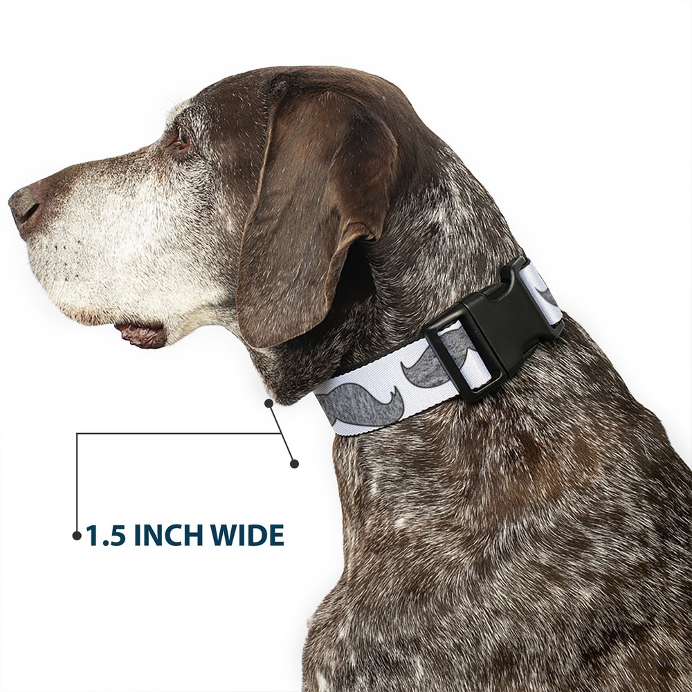 Plastic Clip Collar Mustaches White/Sketch Small 9.5-13"