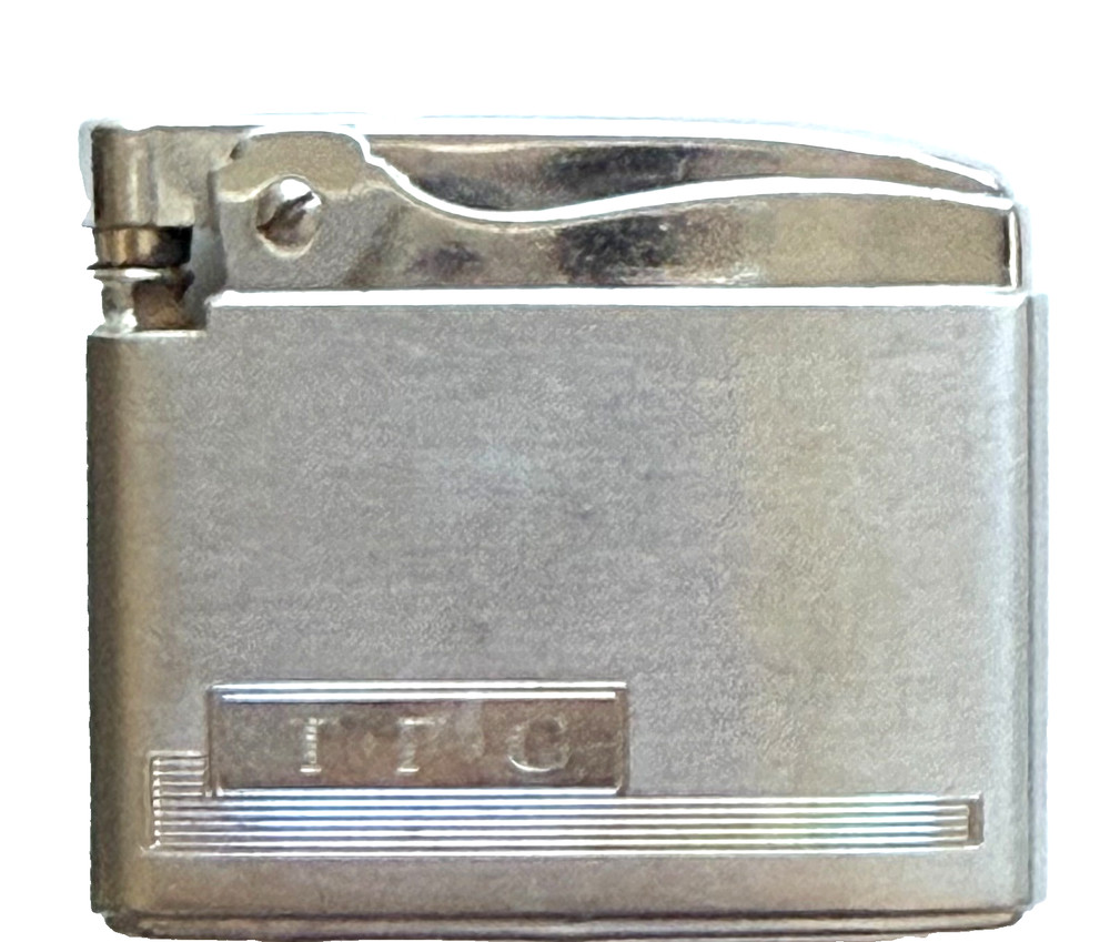 VINTAGE RONSON ADONIS SILVER TONE BRUSHED CHROME FUEL TYPE CIGARETTE LIGHTER