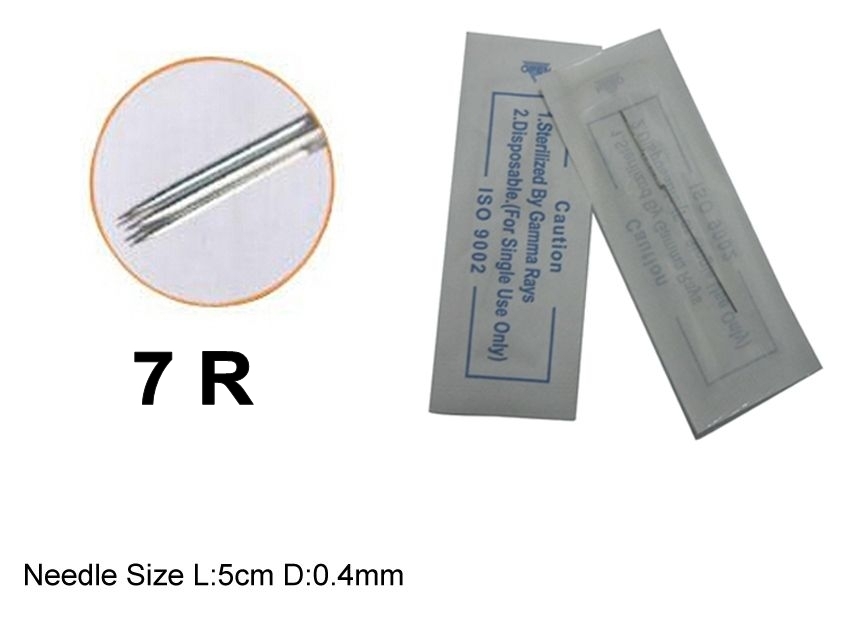 100pcs 7RL permanent tattoo makeup machine needle for eyebrow with 20 pc ink cup