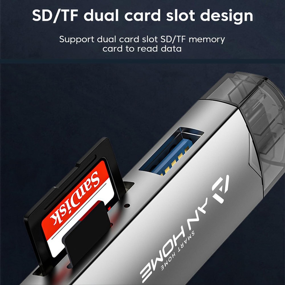 AnHome SD Card Reader USB C 6 in 1 OTG Memory Adapter 6 1