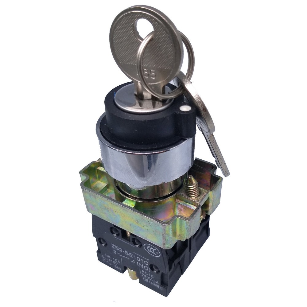2pcs XB2-BG33 Permanent Key 2N/O Selector Switch 3-Position-