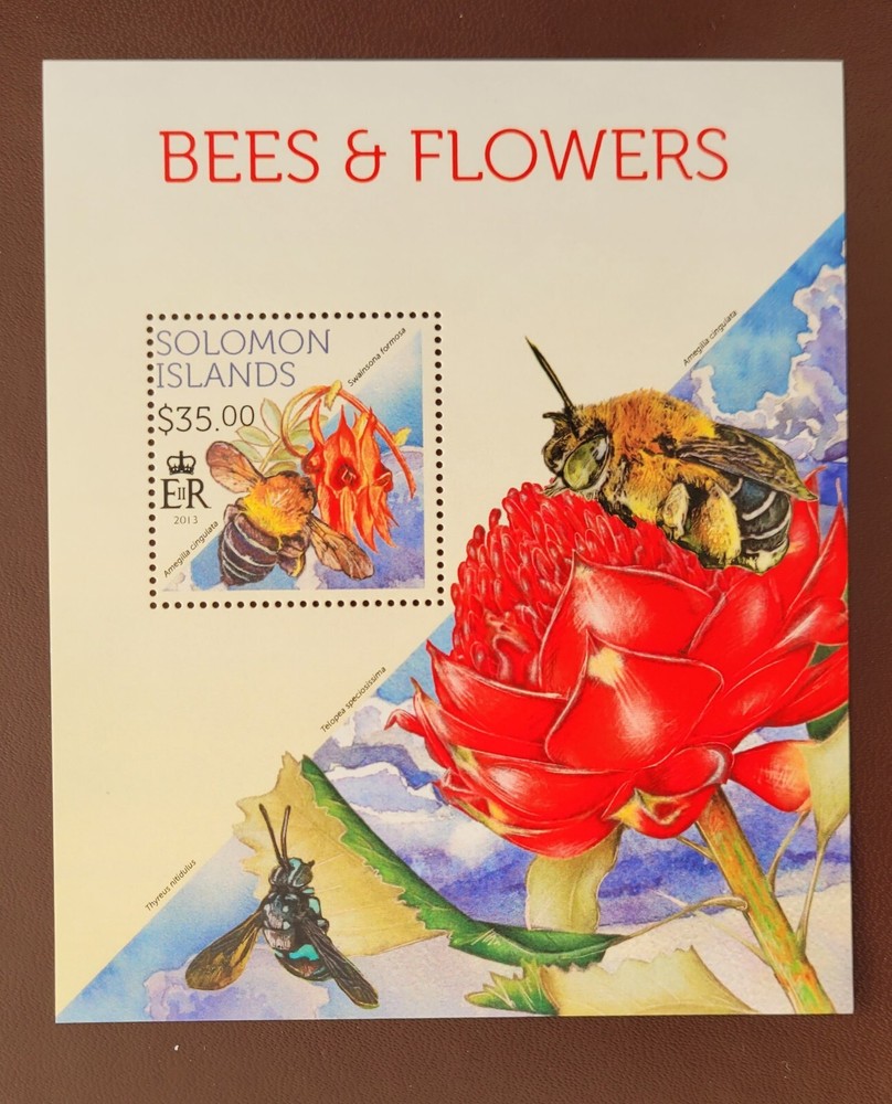 Solomon Island 2013 /  Bees and Flowers  / 1v ms