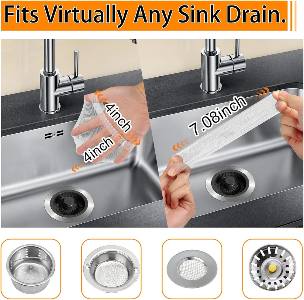 400PCS Sink Strainer Mesh Bags Elastic Drain Filter Catcher