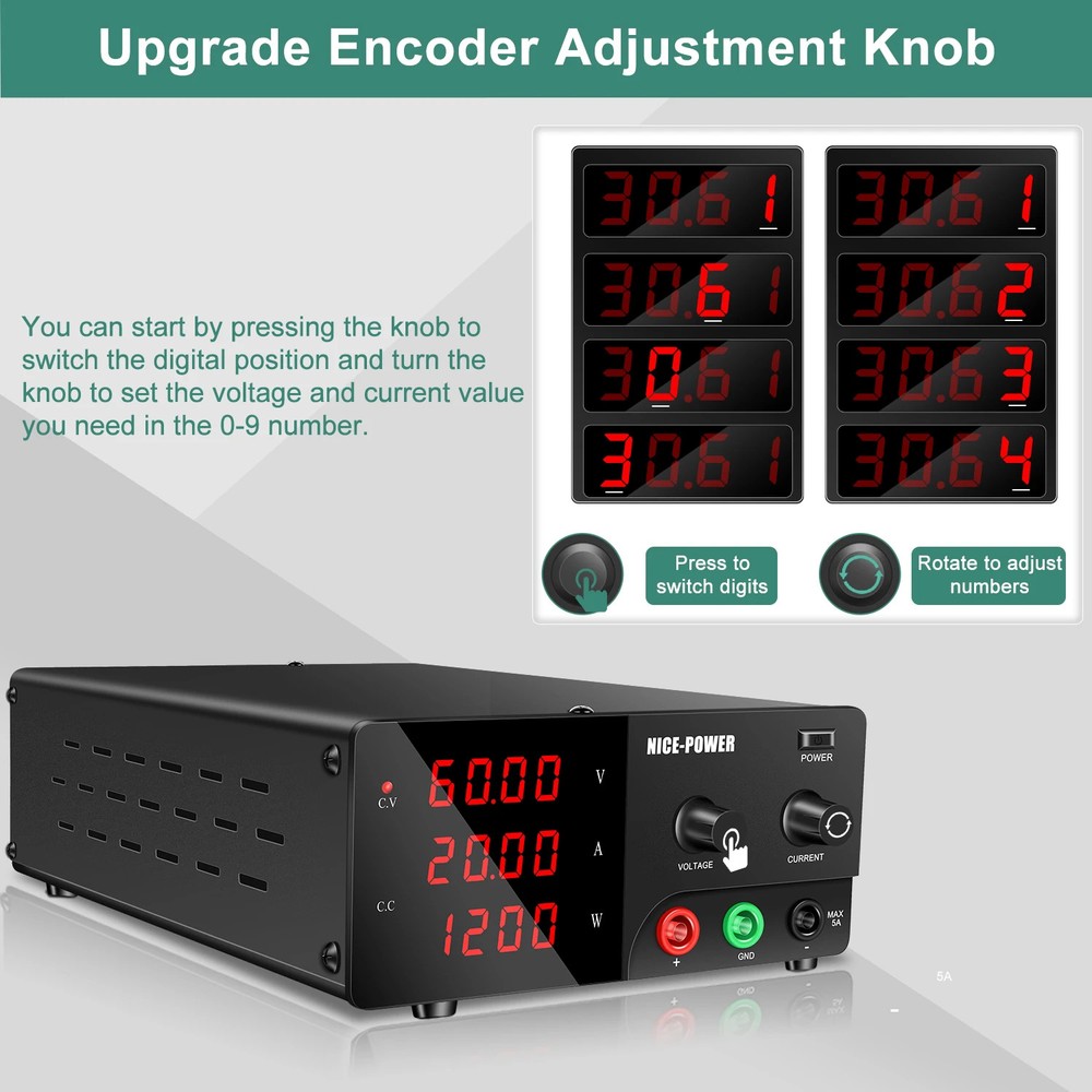 Adjustable DC Power Supply 30V30A Lab Bench Power Source Stabilized Power Supply