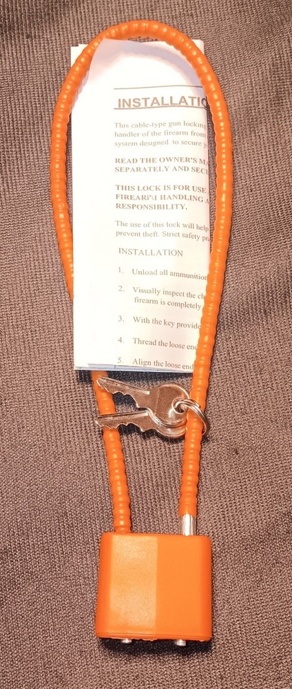 DAC Technologies 30mm Cable Gun Trigger Lock with 2 Keys & Instructions