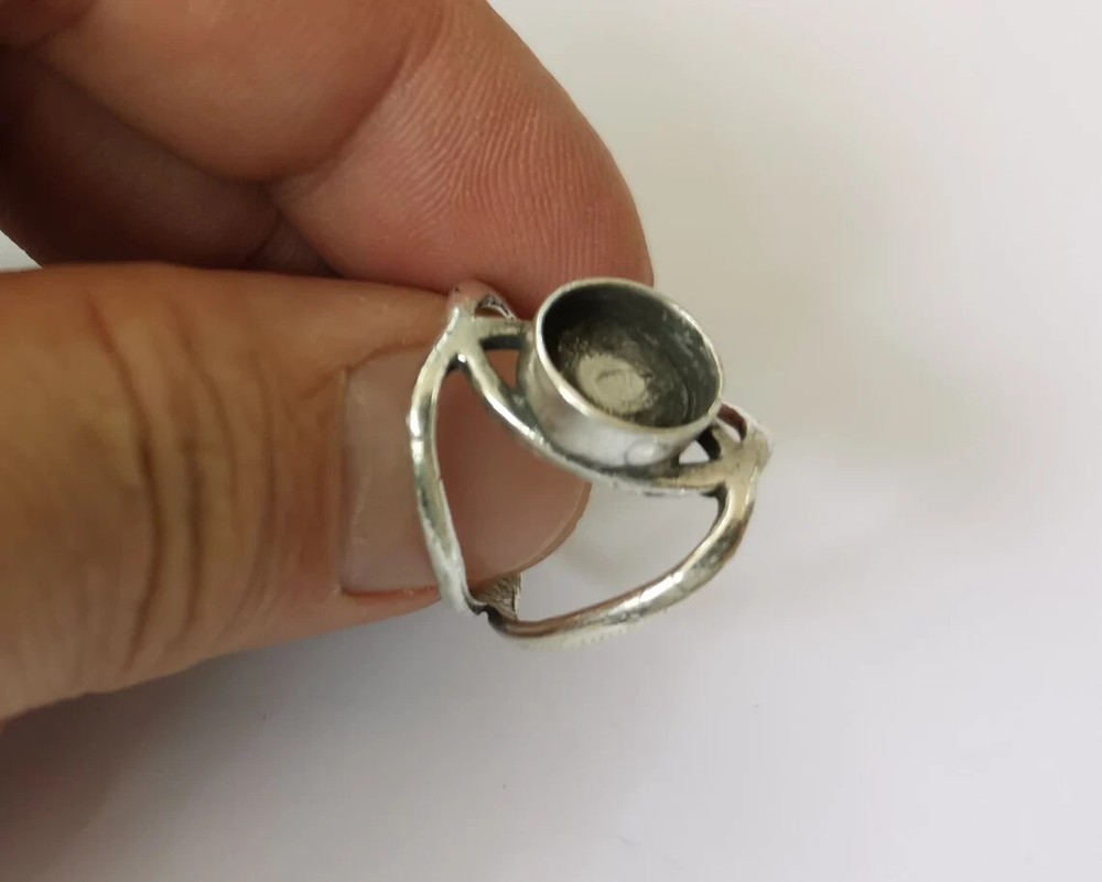 Ring Setting Blank Cabochon Mounting Adjustable Base Bezel Antique Silver Brass