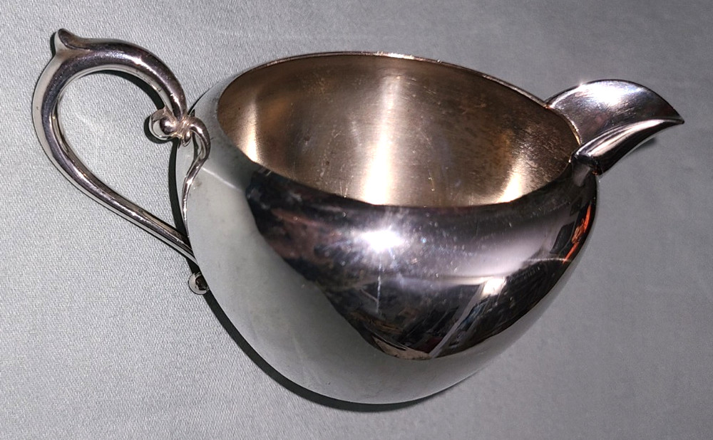 Vtg E.H.S. Co. silverplate on copper open creamer pitcher
