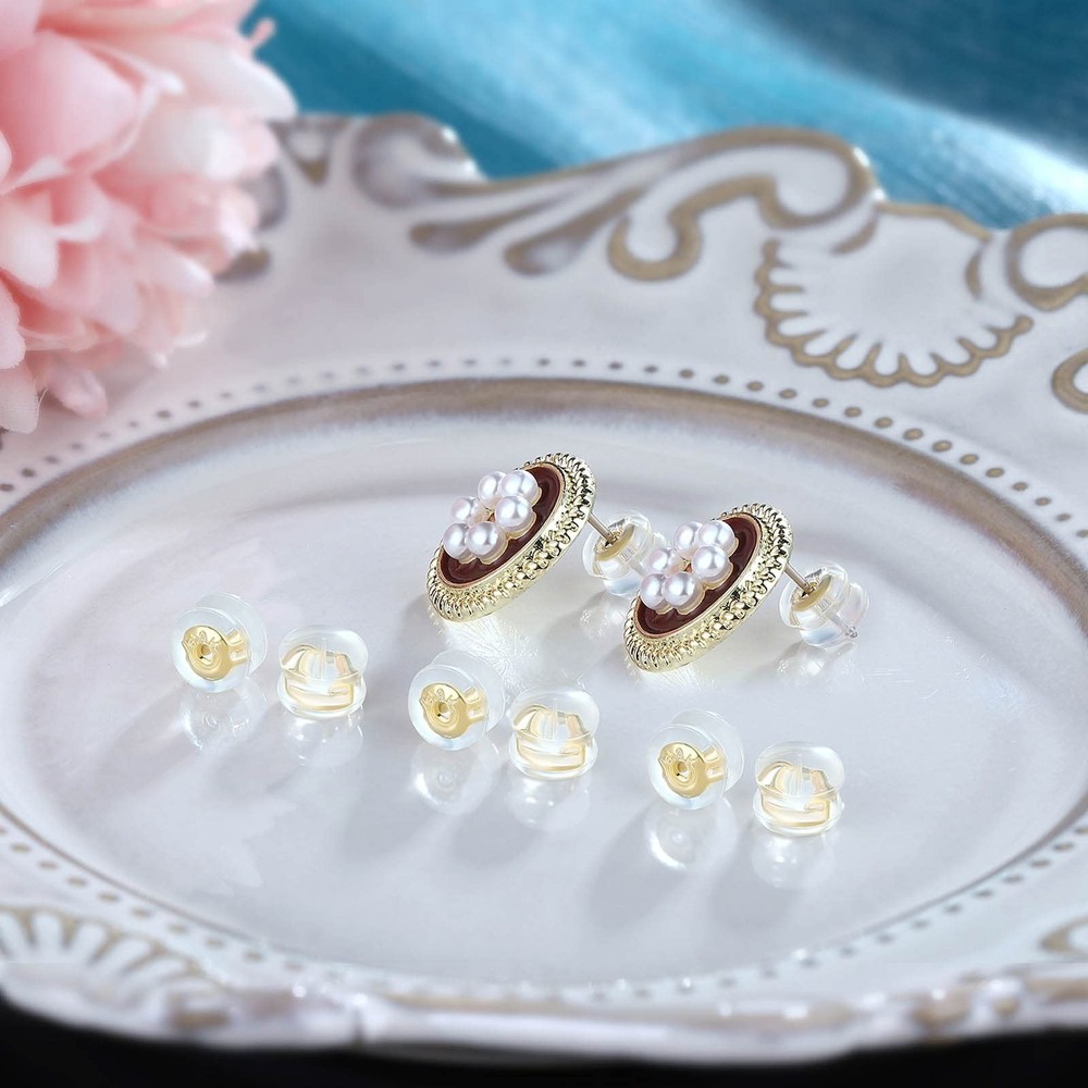 12PCS 18K Gold Earring Backs for Studs, Silicone Earring Backs Replacements f...