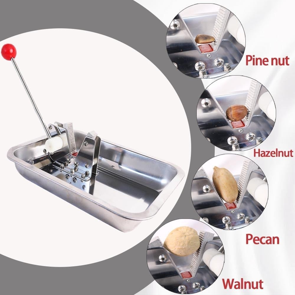 Mechanical Nut Cracker Walnut Pecan Hazelnut Stainless Steel Tray