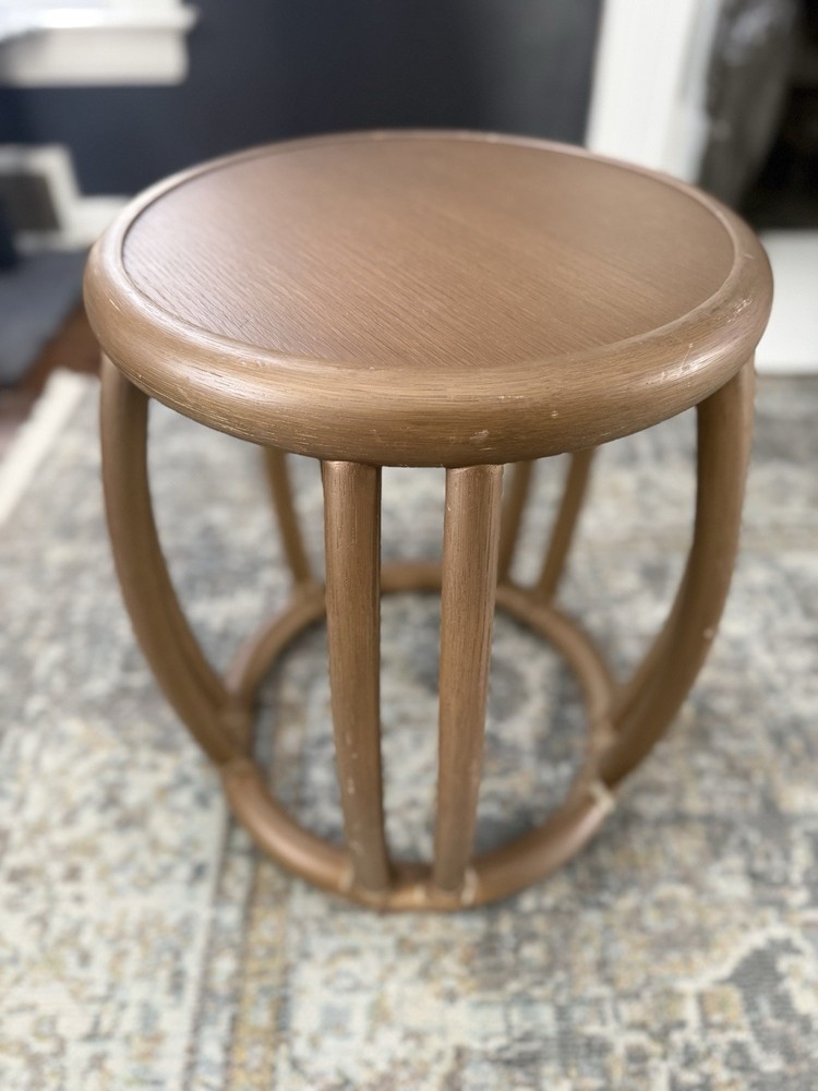 Vintage McGuire Rattan Drum Side Table or Stool