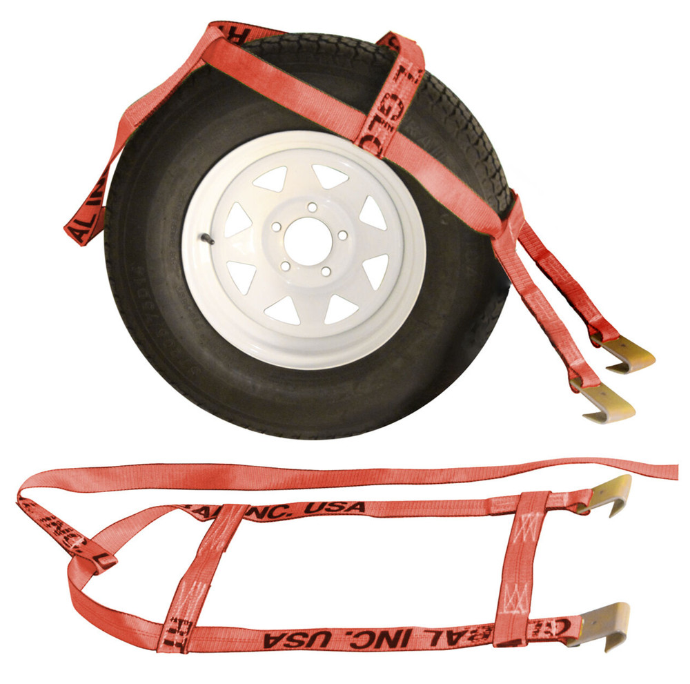 Kar Kaddy Tow Dolly Tie-Down Straps – Red Demco Flat Hook, 2-Pack