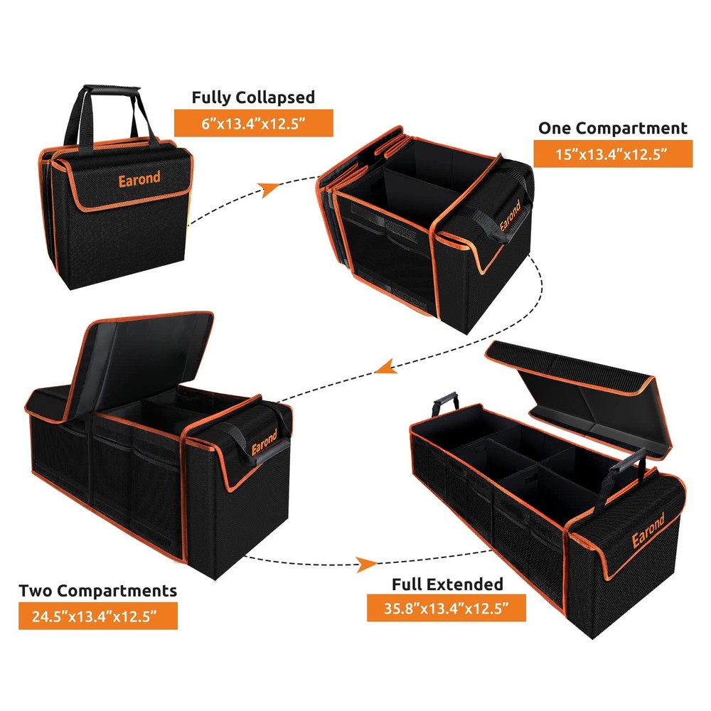 Large Trunk Organizer with Cooler 3 Compartments SUV Cargo Organizer Portable...