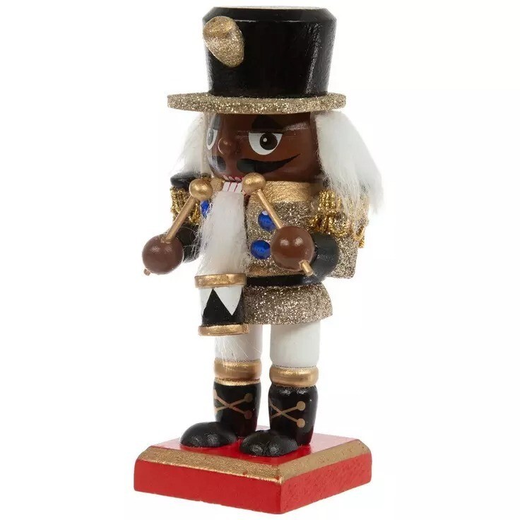 African American Glitter Drummer Nutcracker Ornament