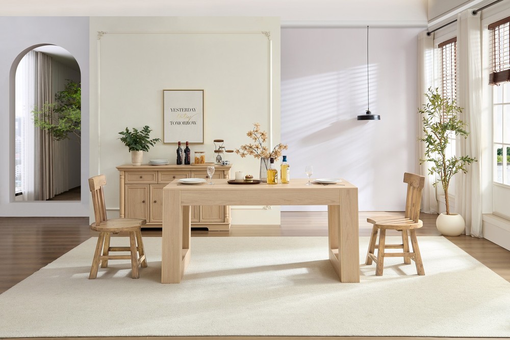 Farmhouse Kitchen Dining Table for 4-6 People, Rectangular Dining Table