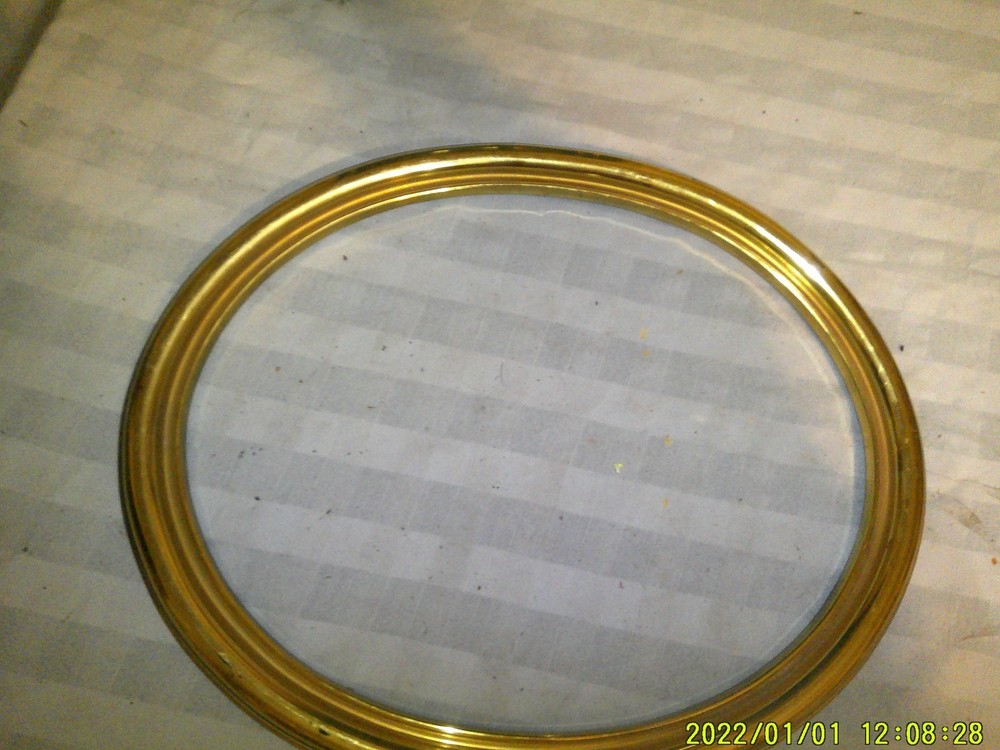 OLDER PLASTIC FRAME LARGE OXAL SHAPE PLASTIC GOLD COLOR
