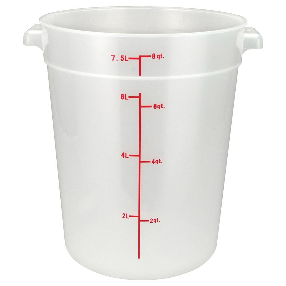 8qt Round Storage Container, Translucent, PP (12 Each)