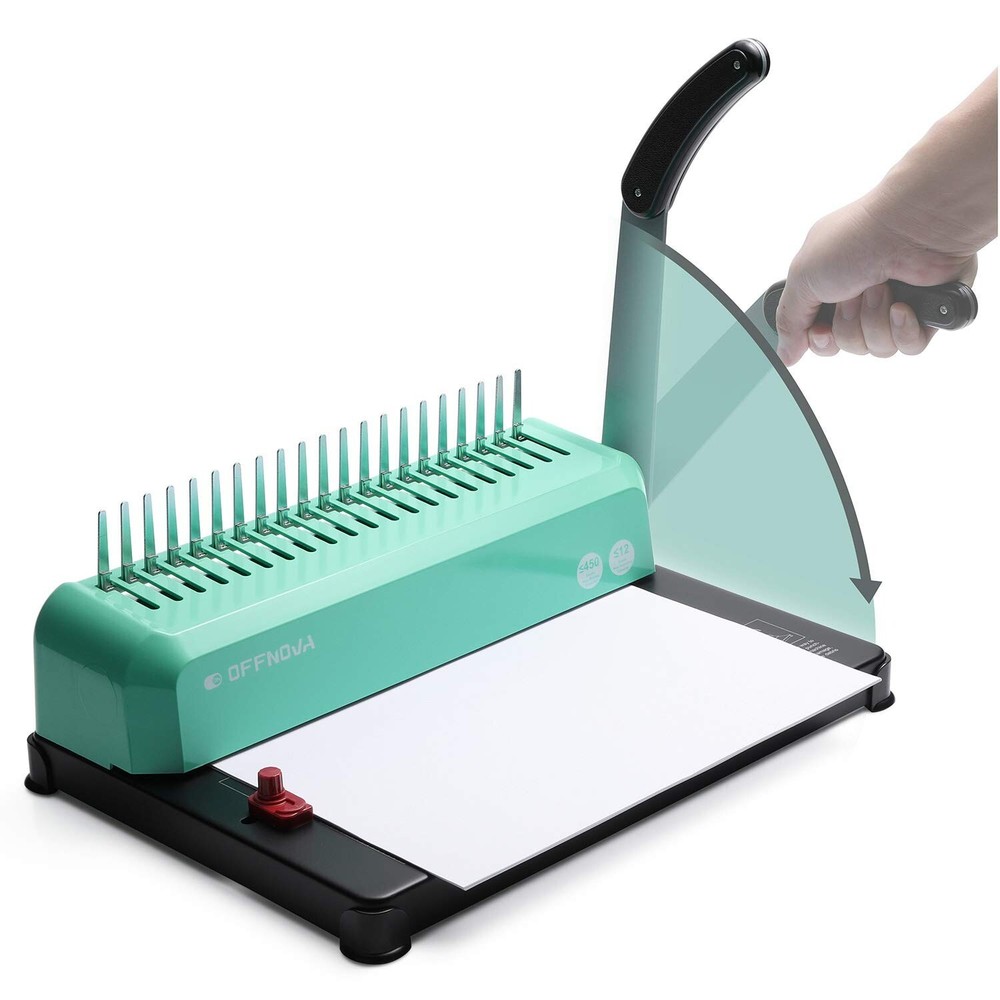 OFFNOVA Binding Machine, 21-Hole 450 Sheets Paper Comb Punch Binder Machine f...