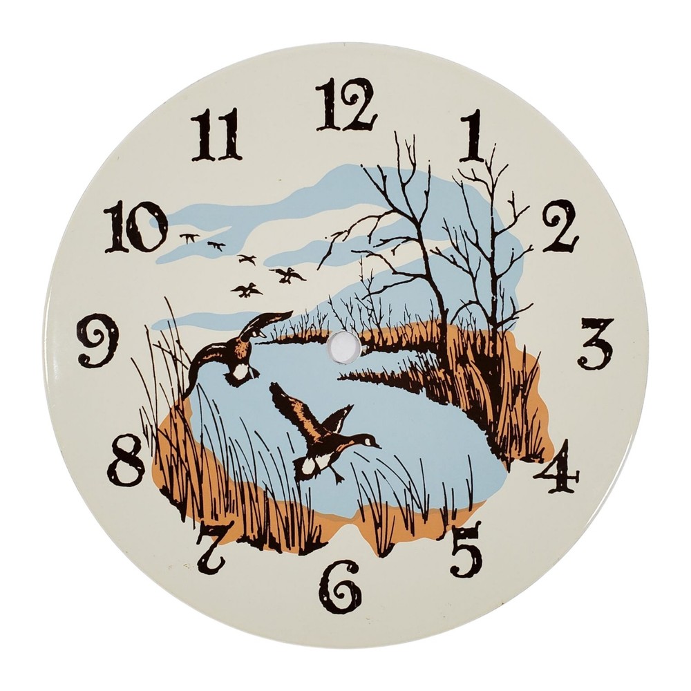 Porcelain 8" Clock Face Geese In Flight Scene Dial Replacement Part