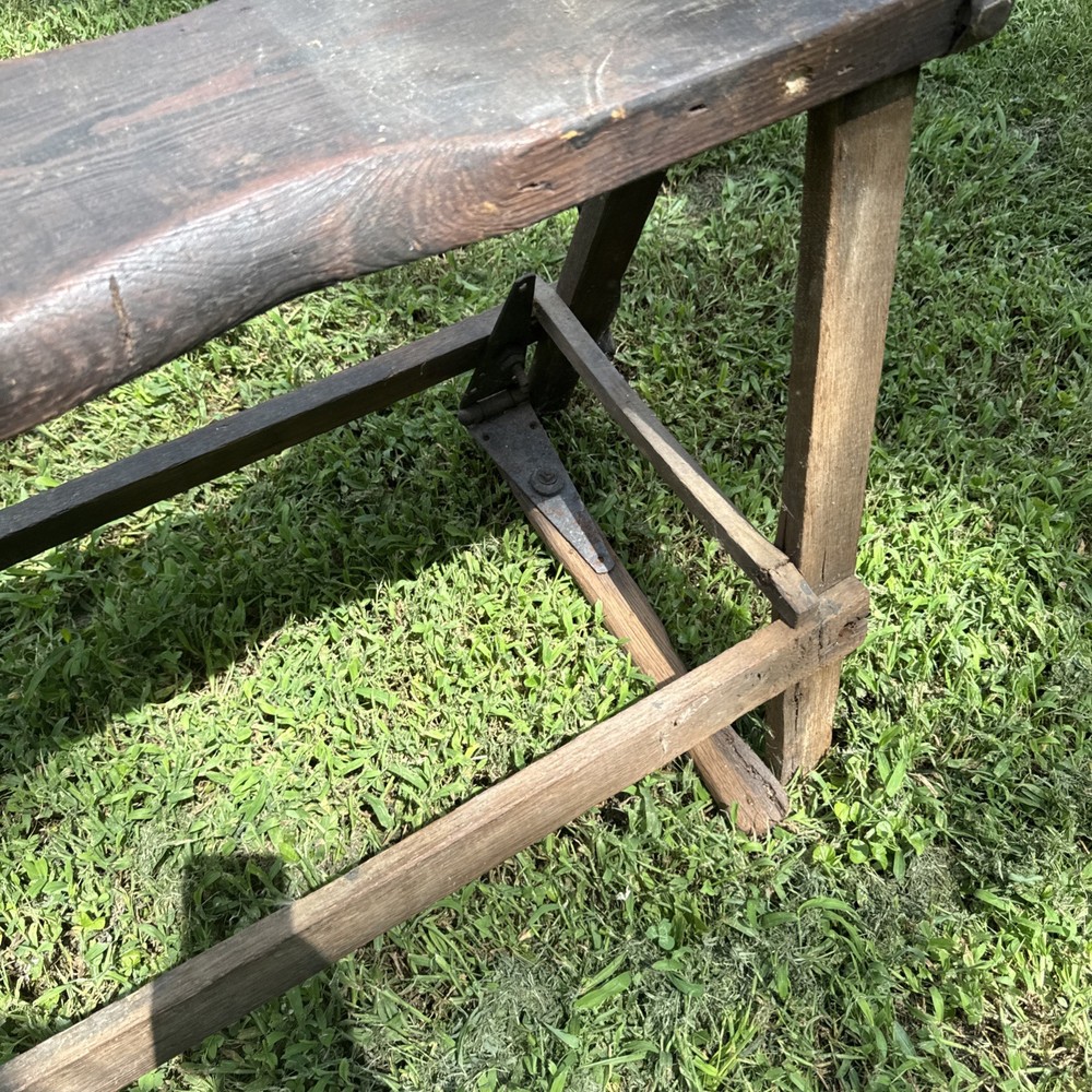 Antique Primitive Saddlemaker's Bench Stool Harness Leather Maker's Bench.